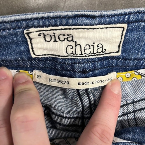 Bica Cheia by Anthropologie Medium Blue Bell Bottom Wide Leg Jeans Size 27 - Picture 5 of 11